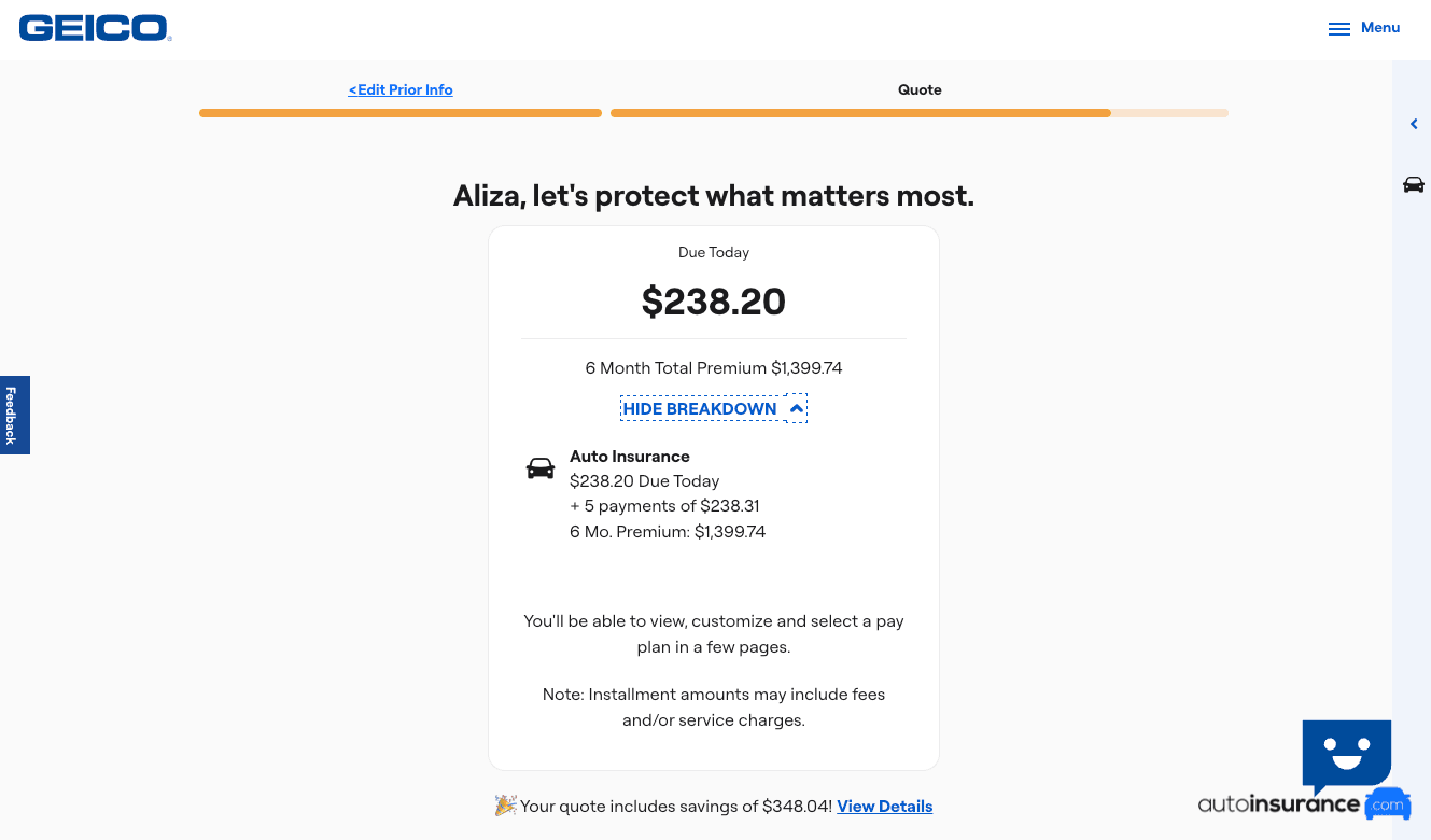 GEICO Offer from Experian