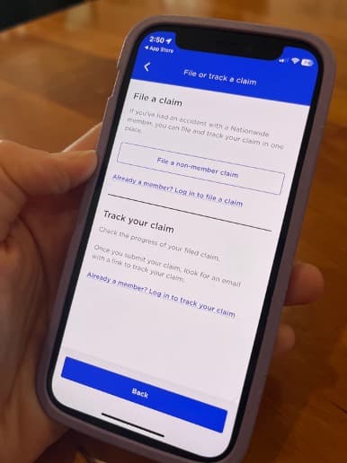 Filing a claim on the Nationwide app