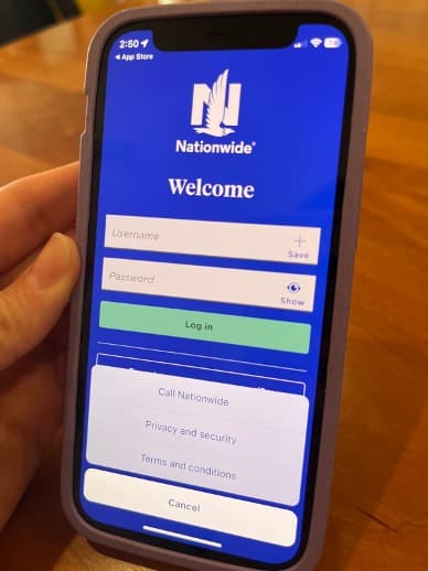 Nationwide app mobile login