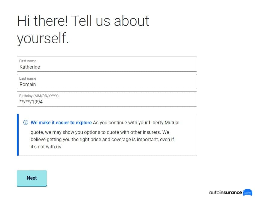 Liberty Mutual Tell Us About Yourself