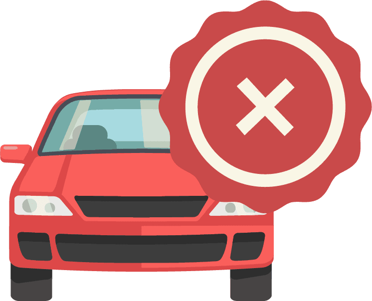 Red car with an "x" over image