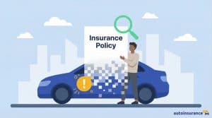 graphic of a car with an oversized car insurance policy paper
