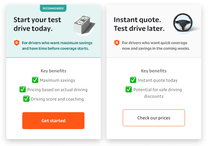 Root Test Drive vs. Instant Quote