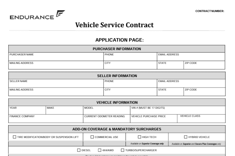 Endurance Sample Contract