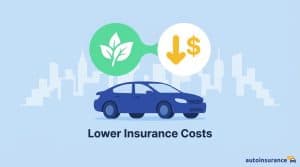 graphic of a car with a leaf icon above it